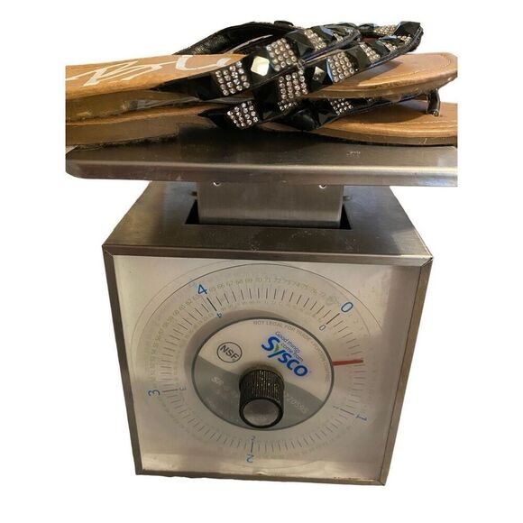 Blue Suede Rhinestone Embellished Flip Flops Sandals Sz 7 - Picture 6 of 8